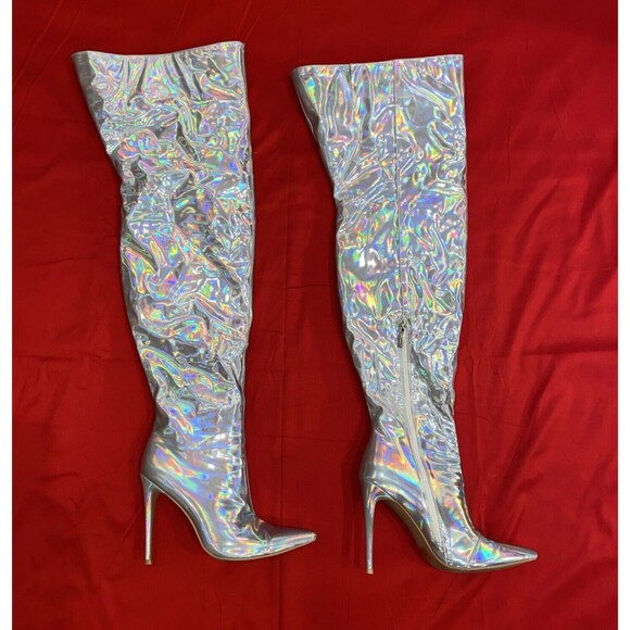 Cape Robbin Bemilia Holographic Thigh High Boots for Women Over the Knee 9M - Picture 5 of 16